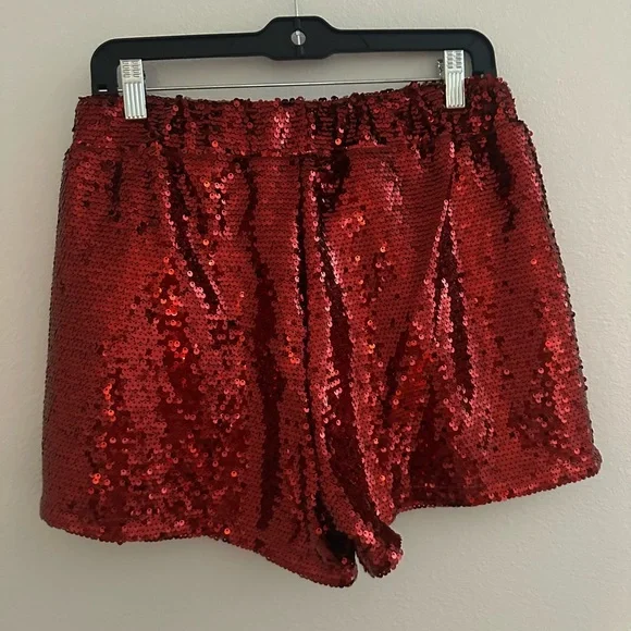 Sincerely Jules Sparkling Scarlet High Waist Shorts - Picture 4 of 7